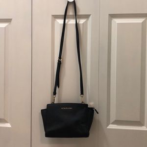 Michael Kors Selma Leather Black Cross Body Bag